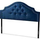 Cora Queen Headboard in Tufted Royal Blue Fabric