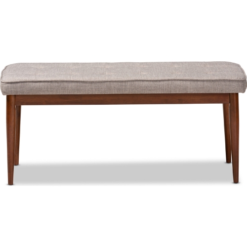 Itami Dining Bench in Light Gray Fabric & Oak Finish Wood