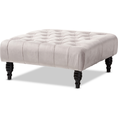 Keswick Ottoman in Tufted Gray Velvet
