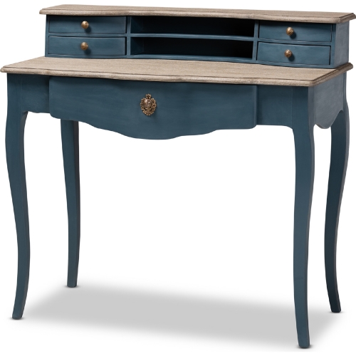 Celestine Writing Desk in Blue & Wood