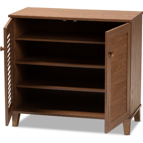 Coolidge 4 Shelf Shoe Storage Cabinet in Walnut Finish