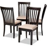 Minette Dining Chair in Sand Fabric & Espresso (Set of 4)