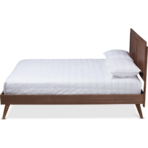 Zenon Full Platform Bed in Walnut Brown Wood