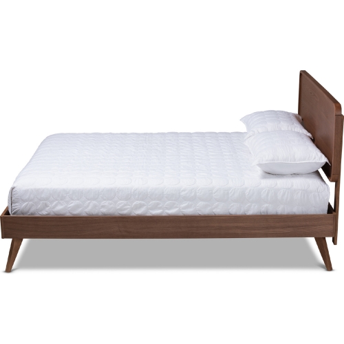 Demeter King Platform Bed in Walnut Brown Wood