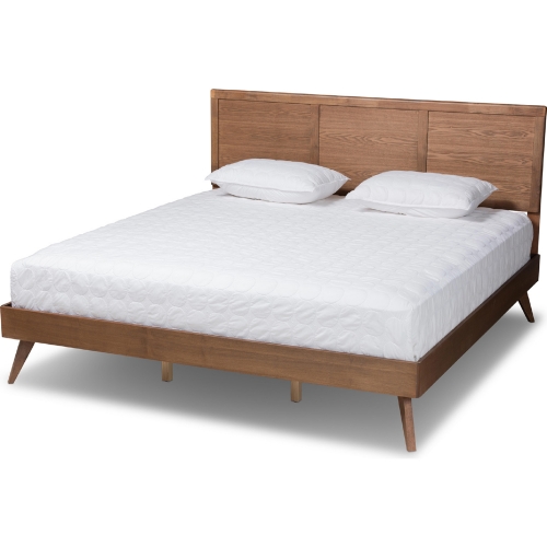 Zenon King Platform Bed in Walnut Brown Wood