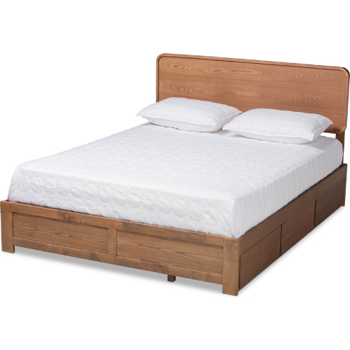 Eleni Full Platform Storage Bed in Ash Walnut Finish