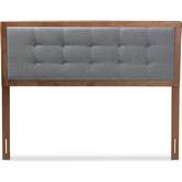 Sarine Full Headboard in Tufted Dark Gray Fabric & Walnut Finish