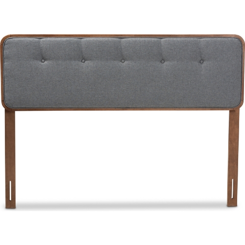 Palina Full Headboard in Tufted Dark Gray Fabric & Walnut Finish