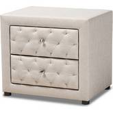 Lepine 2 Drawer Nightstand in Tufted Beige Fabric