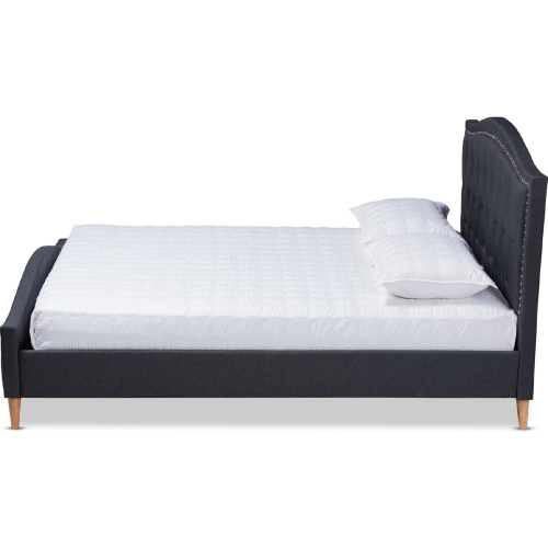 Felisa King Platform Bed in Tufted Charcoal Gray Fabric