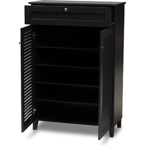 Coolidge 5 Shelf Shoe Storage Cabinet with Drawer in Gray Wood