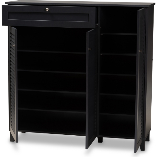 Coolidge 11 Shelf Shoe Storage Cabinet with Drawer in Gray Wood