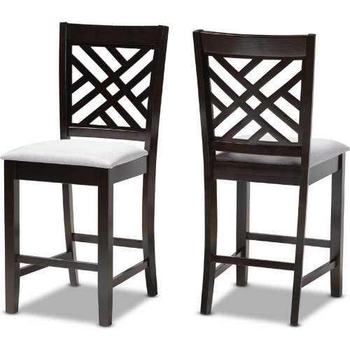 Caron Counter Stool in Gray Fabric & Espresso Brown (Set of 2)