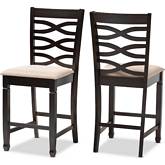 Lanier Counter Stool in Sand Fabric & Espresso Finish (Set of 2)