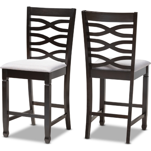 Lanier Counter Stool in Gray Fabric & Espresso Finish (Set of 2)