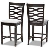 Lanier Counter Stool in Gray Fabric & Espresso Finish (Set of 2)