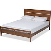 Avena Queen Platform bed in Walnut Finish Wood