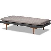 Marit Twin Daybed in Gray & Dark Gray Fabric & Walnut Finish