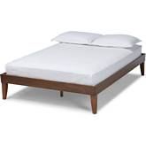 Lucina Queen Platform Bed Frame in Walnut Brown Finish