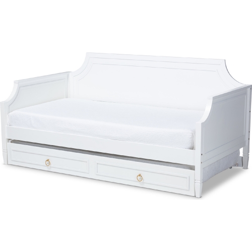Mariana Twin Daybed with Trundle in White Wood