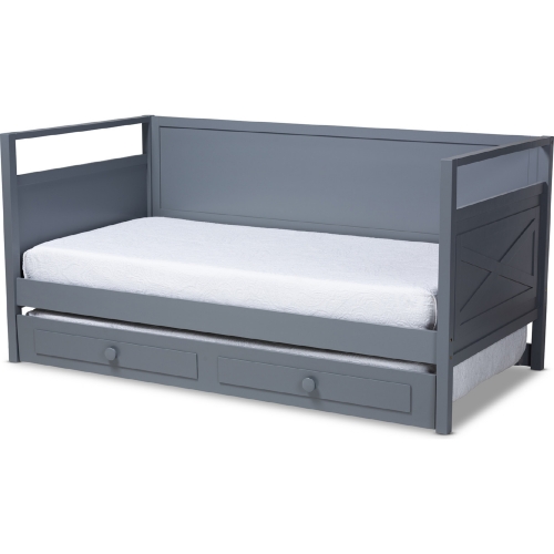 Cintia Twin Daybed with Trundle in Cottage Gray Wood