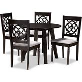 Eliza 5 Piece Dining Set in Gray Fabric & Walnut Finish