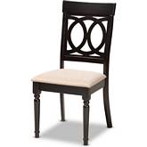 Lucie Dining Chair in Sand Fabric & Espresso Wood (Set of 4)