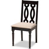 Cherese Dining Chair in Sand Fabric & Espresso Wood (Set of 4)