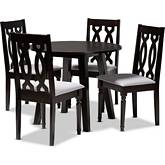 Imogen 5 Piece Dining Set in Gray Fabric & Dark Wood