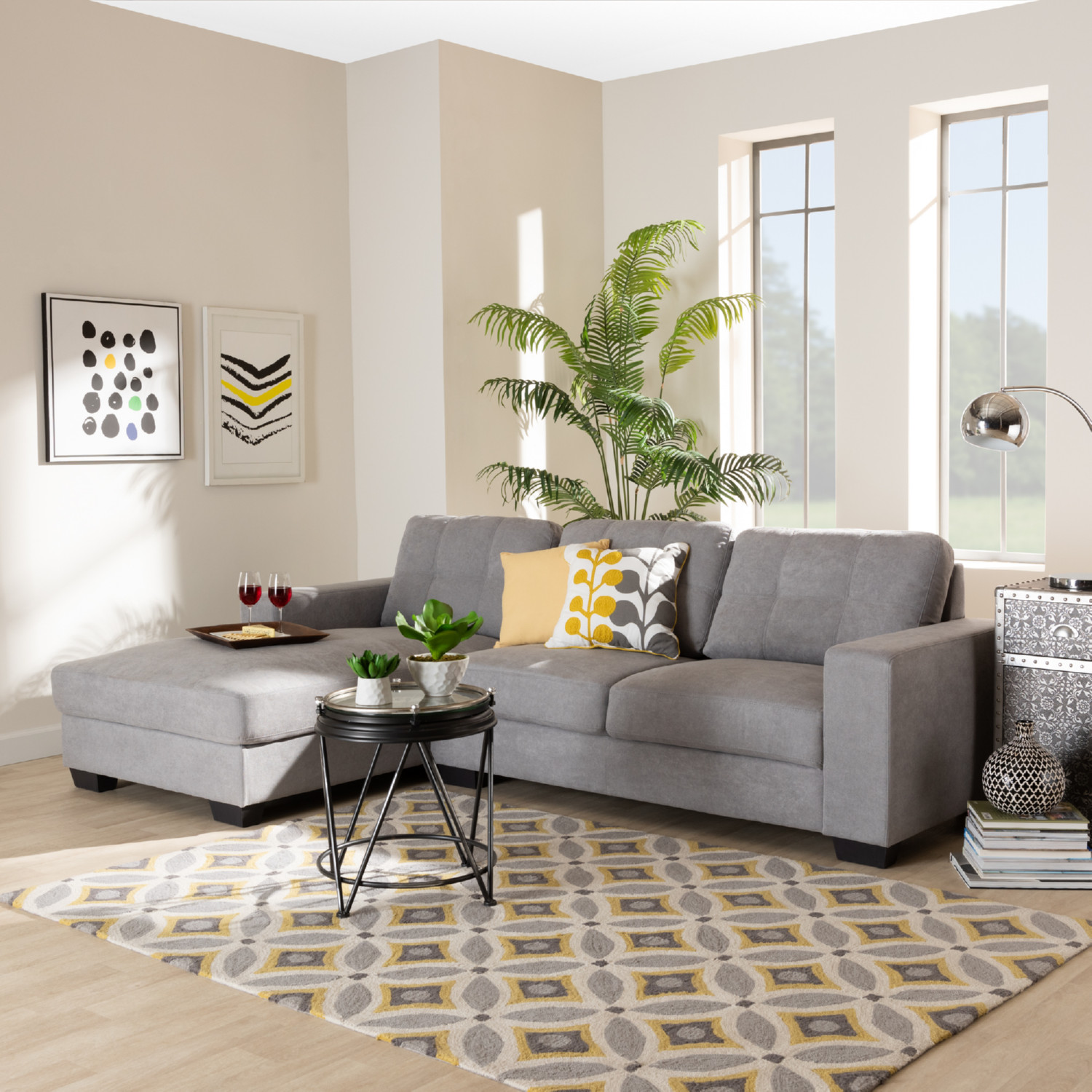 Baxton Studio Langley Sectional Sofa - Thumbnail 5
