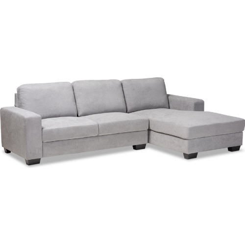 Nevin Sectional Sofa with Right Facing Chaise in Light Gray Fabric