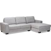 Nevin Sectional Sofa with Right Facing Chaise in Light Gray Fabric