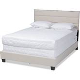 Ansa Queen Bed in Beige Fabric