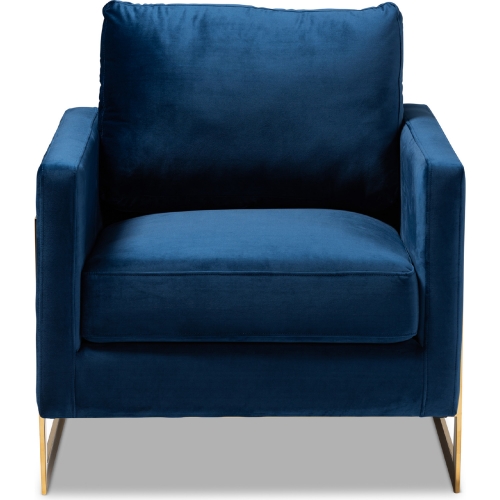 Matteo Accent Chair in Royal Blue Velvet & Gold Metal