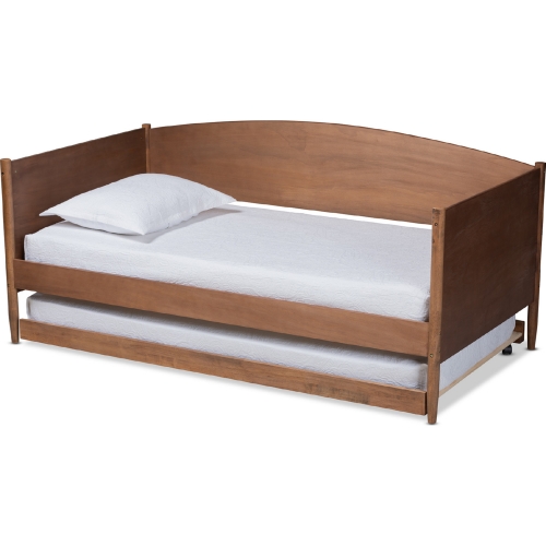 Veles Twin Daybed with Trundle in Ash Walnut Finish Wood
