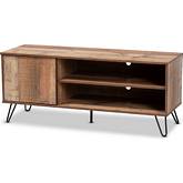 Iver 47" TV Stand in Oak Finish Wood & Black Hairpin Legs