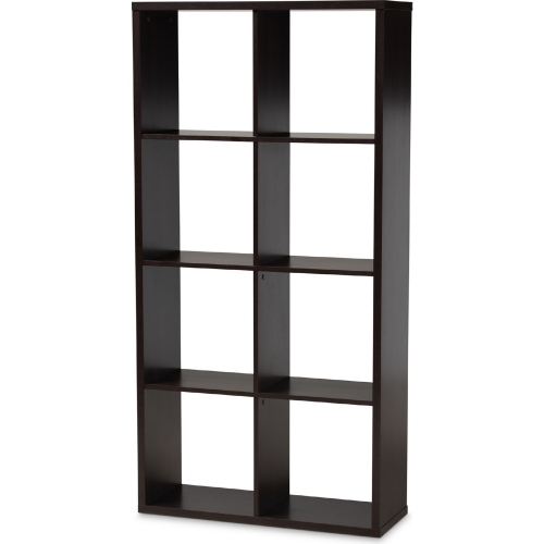 Janne 8 Cube Storage Shelf Bookcase in Dark Brown Finish