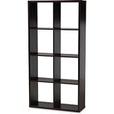 Janne 8 Cube Storage Shelf Bookcase in Dark Brown Finish