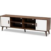 Quinn 2 Door 70" TV Stand in White & Walnut Finish