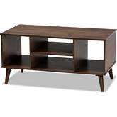 Linas Coffee Table in Walnut Finish Wood
