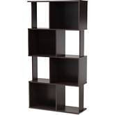 Riva Geometric Bookcase in Dark Brown Finish Wood