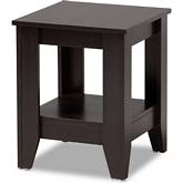 Audra End Table in Dark Brown Wood