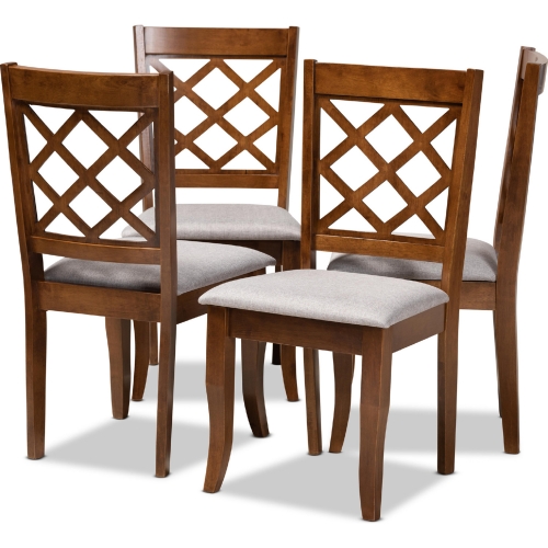 Brigitte Dining Chair in Gray Fabric & Walnut Brown Finish (Set of 4)