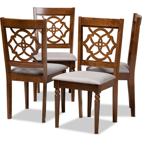 Lylah Dining Chair in Gray Fabric & Walnut Finish (Set of 4)