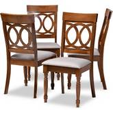 Lucie Dining Chair in Gray Fabric & Walnut Finish (Set of 4)