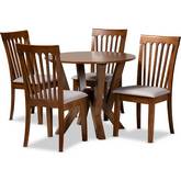 Marian 5 Piece Dining Set in Gray Fabric & Walnut Finish