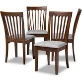 Minette Dining Chair in Gray Fabric & Walnut Finish Set (Set of 4)