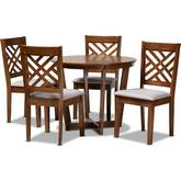 Alena 5 Piece Dining Set in Gray Fabric & Walnut Brown Wood