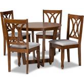 Aggie 5 Piece Dining Set in Gray Fabric & Walnut Finish