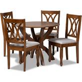 April 5 Piece Dining Set in Gray Fabric & Walnut Brown Wood